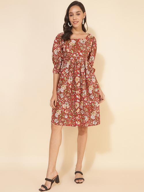 women red floral printed fit & flare dress - 20594464 -  Standard Image - 0