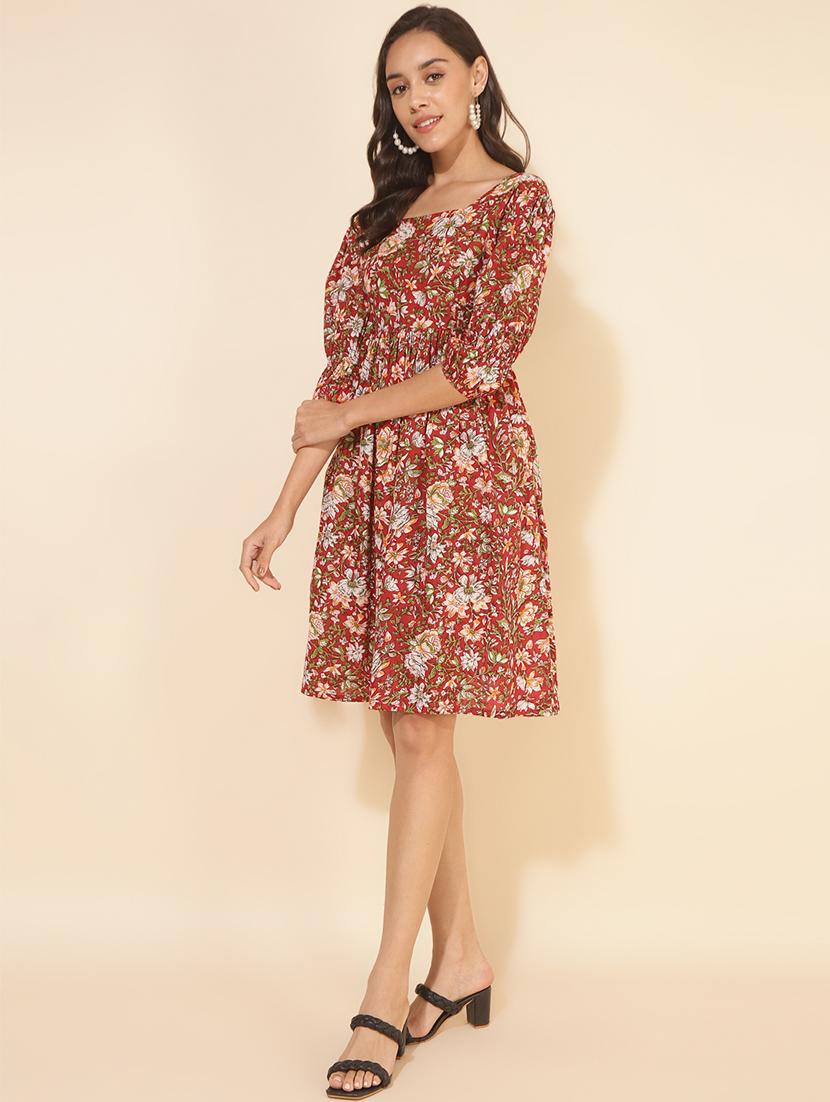 women red floral printed fit & flare dress - 20594464 -  Standard Image - 1