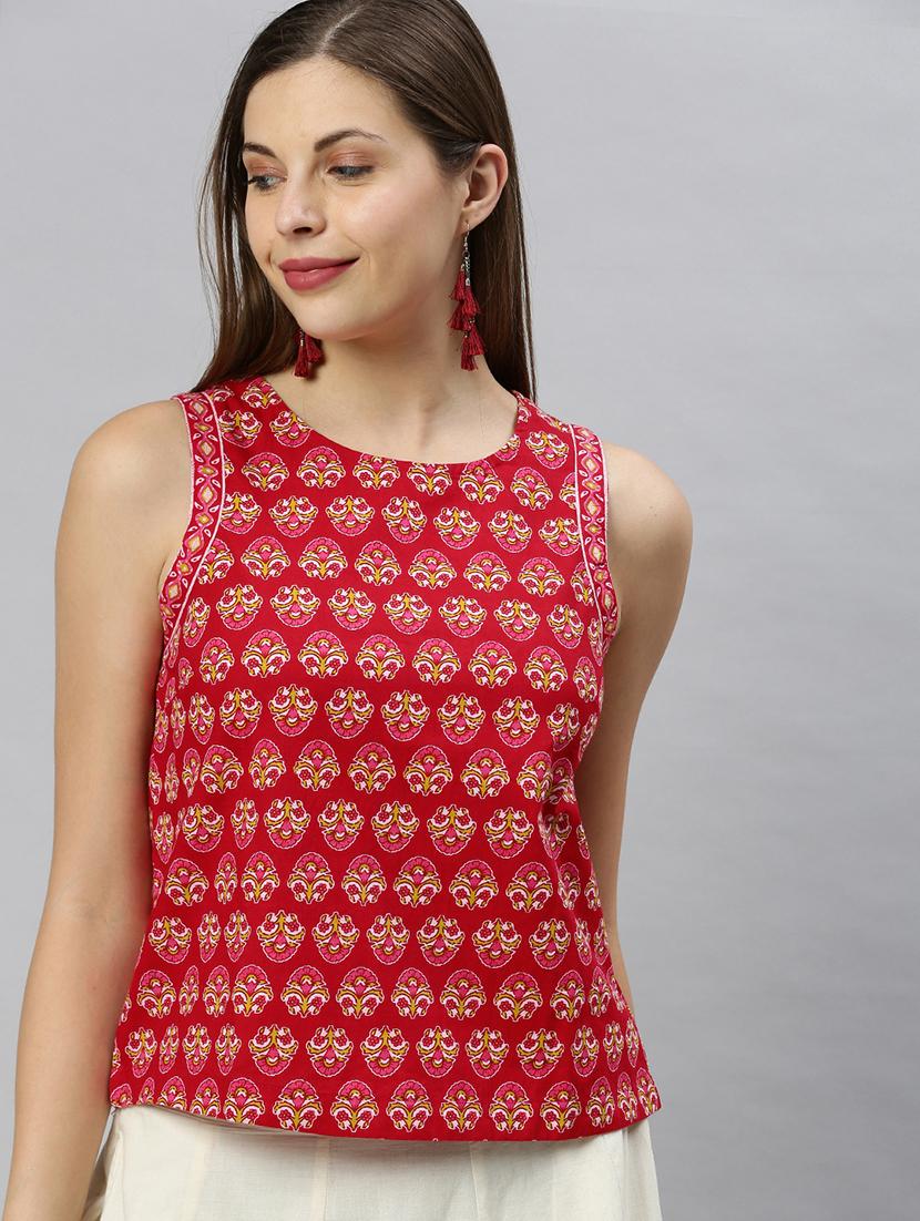 women red printed sleeveless regular top - 20594466 - Zoom Image - 0