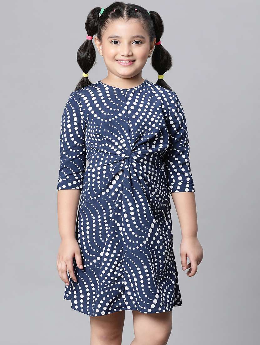 girls round neck three quarter sleeves frock