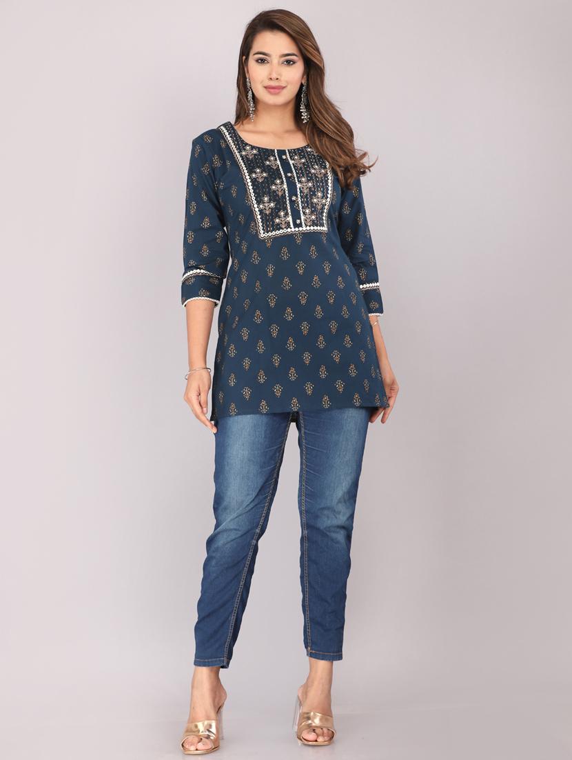 women block printed straight kurti - 20594560 - Standard Image - 4