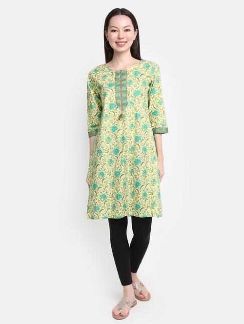 floral print cotton straight kurta - 20594660 - Standard Image - 0
