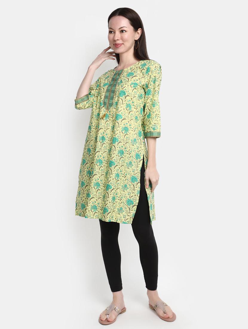 floral print cotton straight kurta - 20594660 - Standard Image - 1