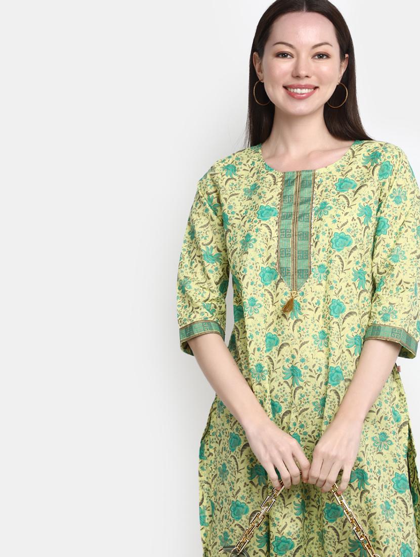 floral print cotton straight kurta - 20594660 - Standard Image - 4