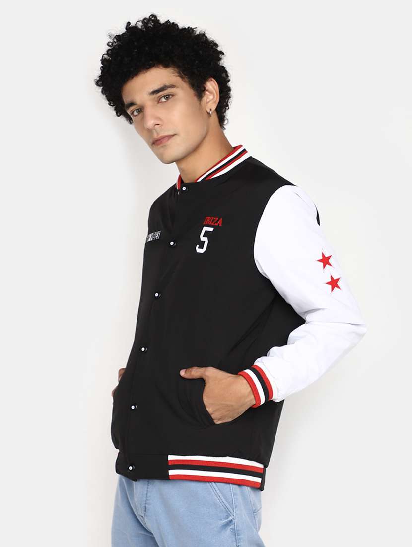 men color block long sleeve varsity jacket - 20594710 -  Standard Image - 1