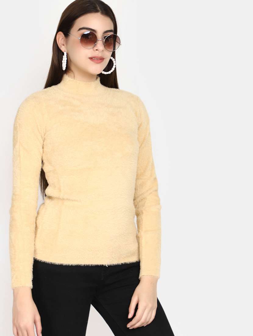 women solid long sleeves pullover - 20594750 -  Standard Image - 1