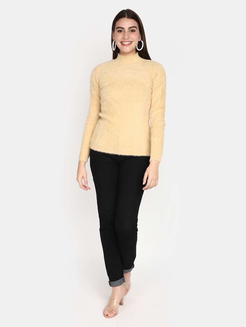 women solid long sleeves pullover - 20594750 -  Standard Image - 4