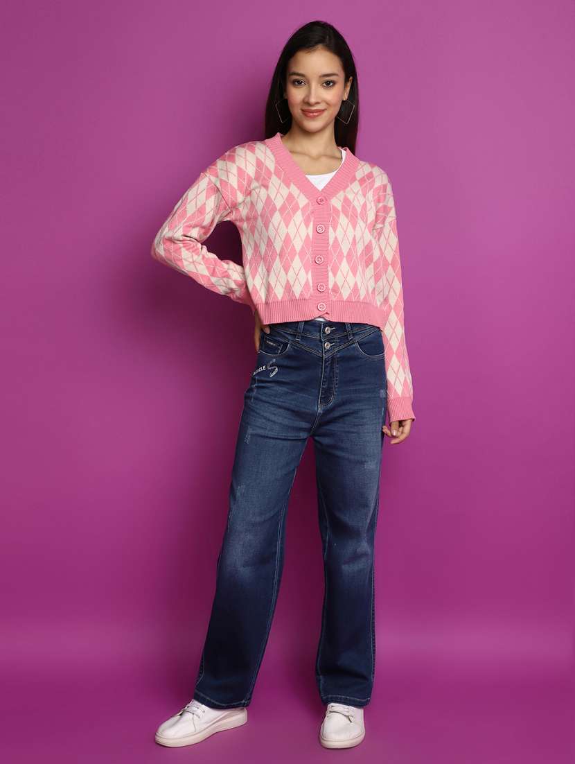 women checkered long sleeves cardigan - 20594753 -  Standard Image - 4