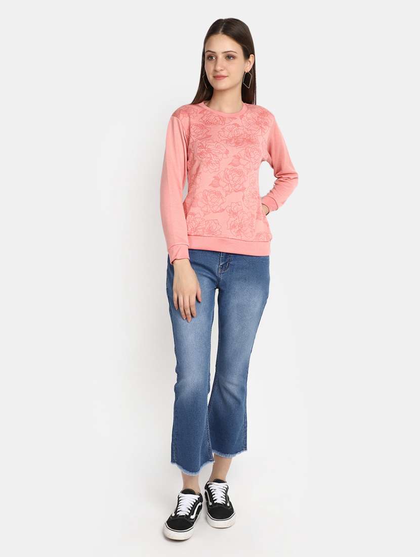 women floral print sleeves pullover - 20594757 -  Standard Image - 4