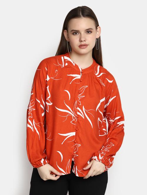 women orange regular fit printed top - 20594773 - Standard Image - 0