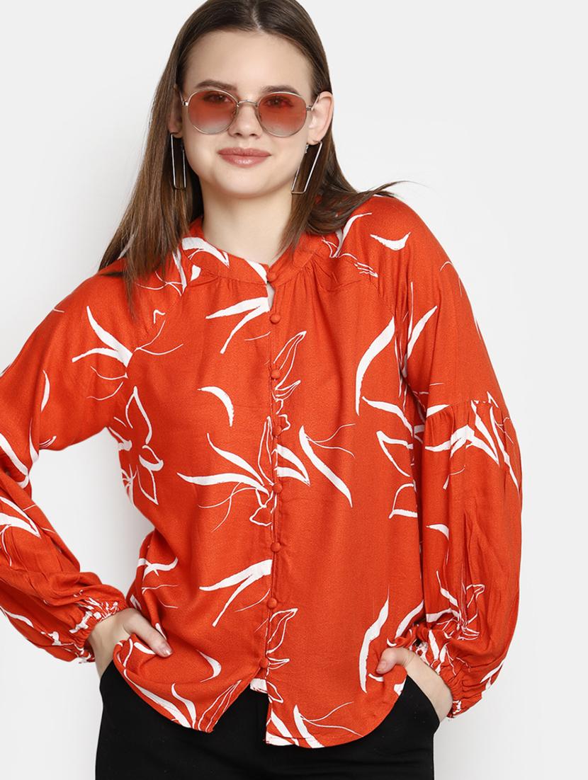 women orange regular fit printed top - 20594773 - Standard Image - 1