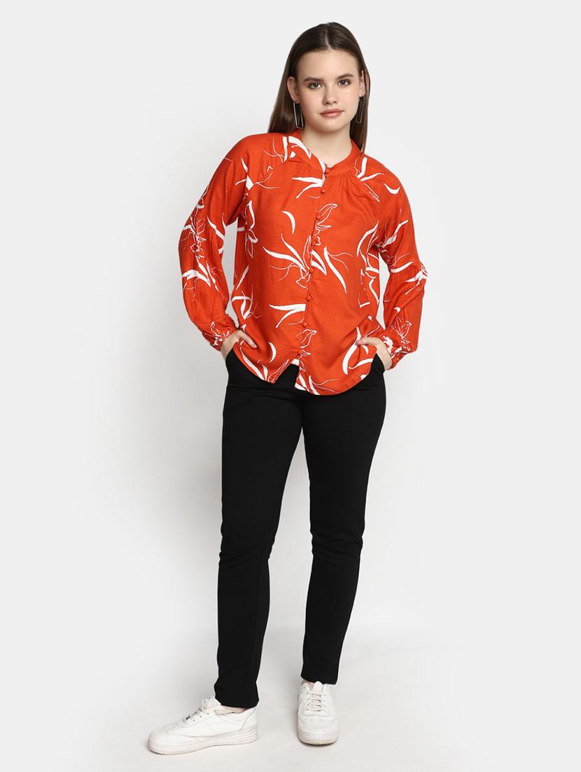women orange regular fit printed top - 20594773 - Standard Image - 4