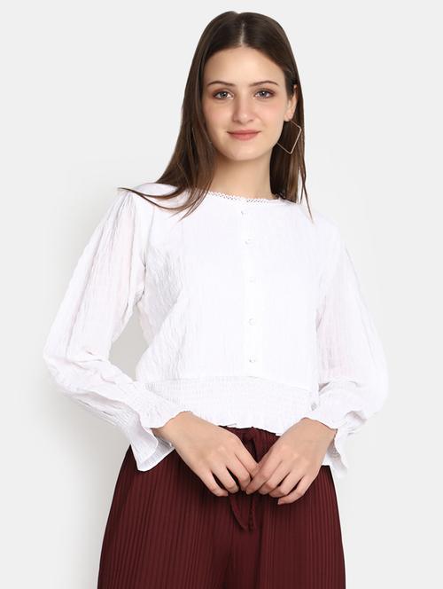 women white solid regular top - 20594776 - Standard Image - 0