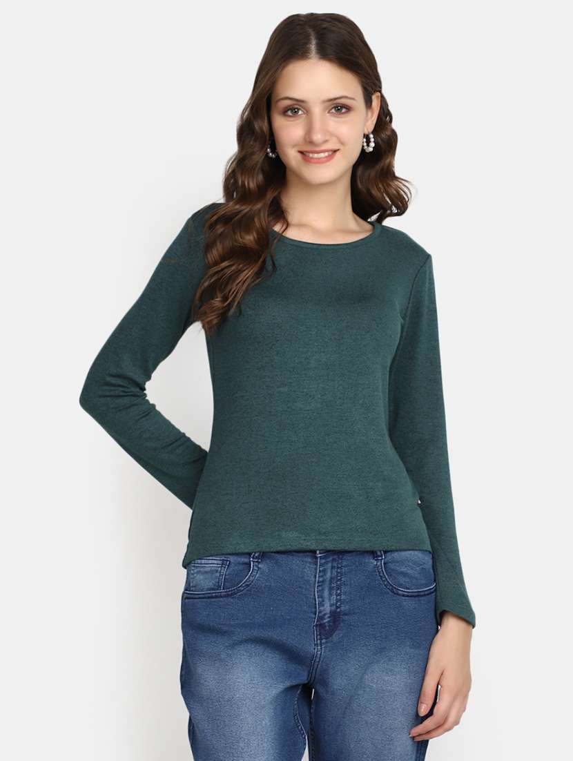 women green solid regular t-shirt - 20594777 -  Standard Image - 1