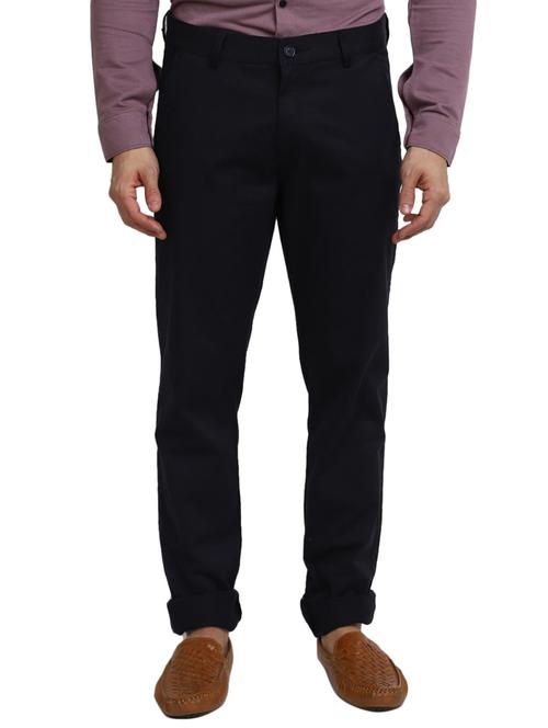 men mid-rise navy blue solid casual chinos - 20594839 -  Standard Image - 0