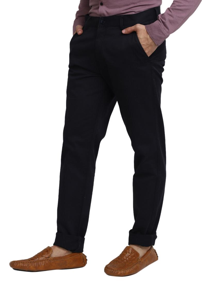men mid-rise navy blue solid casual chinos - 20594839 -  Standard Image - 1