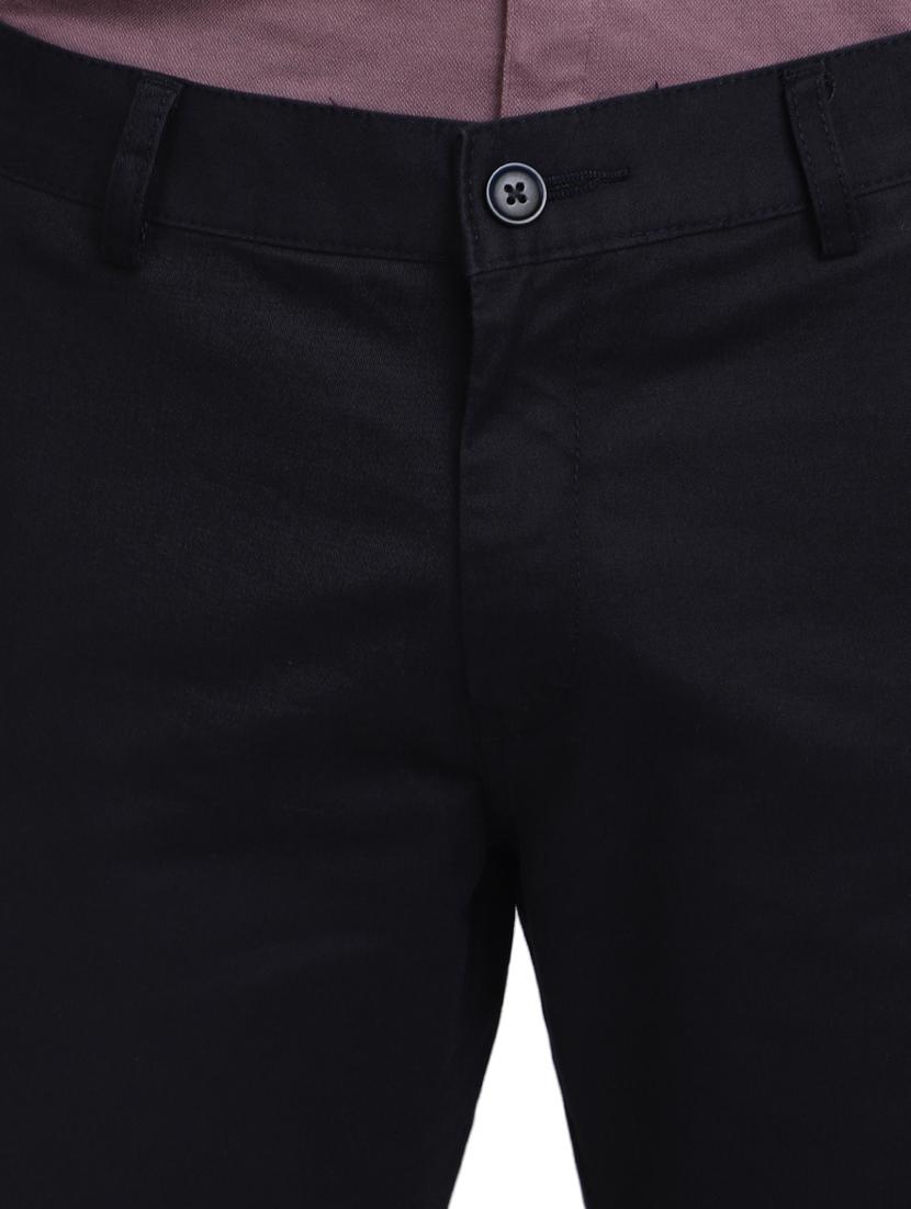 men mid-rise navy blue solid casual chinos - 20594839 - Standard Image - 4