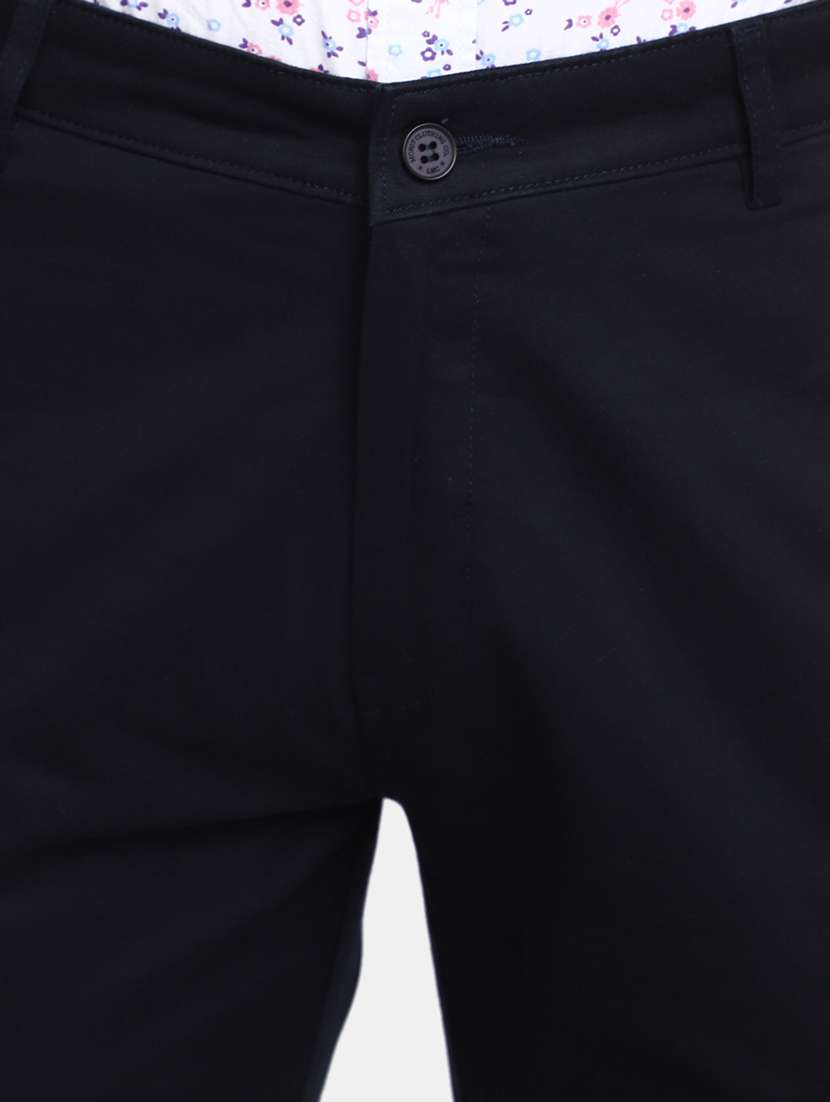 men mid-rise black solid casual chinos - 20594844 -  Standard Image - 4