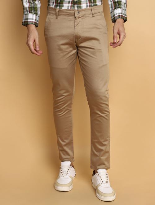 men solid mid rise chinos - 20594850 -  Standard Image - 0