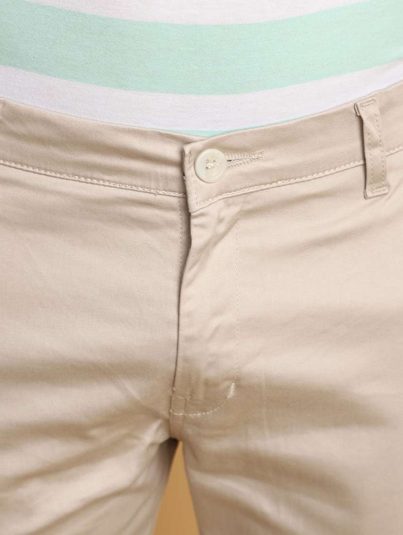 men mid-rise beige solid casual chinos - 20594851 -  Standard Image - 4
