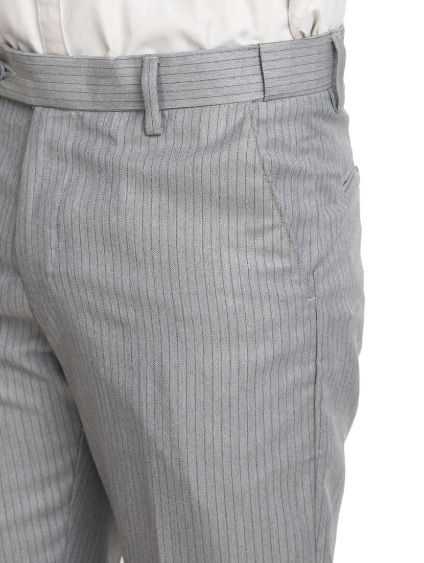 men mid-rise grey striped formal trouser - 20594873 -  Standard Image - 4