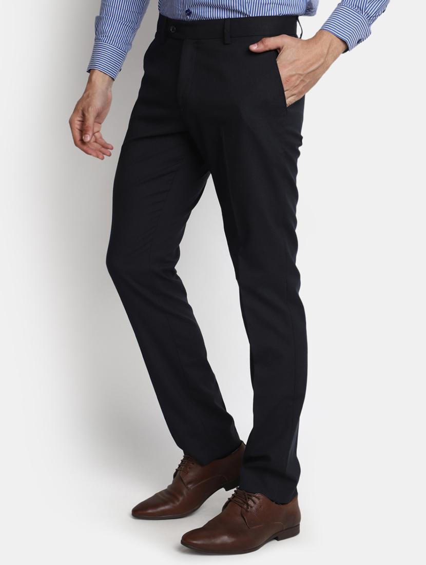 men mid-rise black solid formal trouser - 20594885 - Standard Image - 1