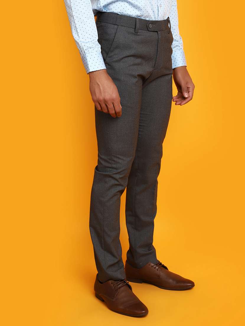 men mid-rise grey solid formal trouser - 20594890 -  Standard Image - 1