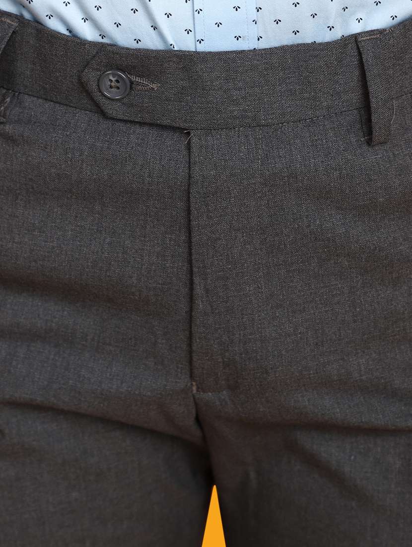 men mid-rise grey solid formal trouser - 20594890 -  Standard Image - 4
