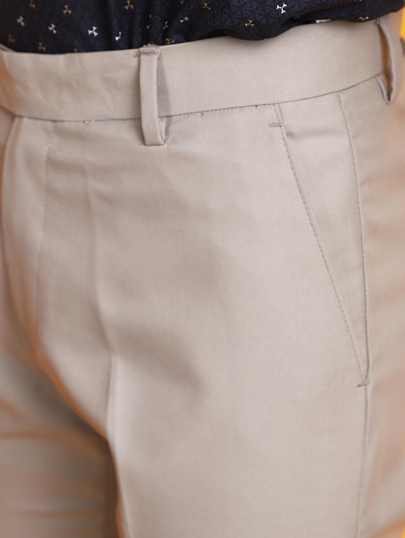 men mid-rise beige solid formal trouser - 20594893 - Standard Image - 4