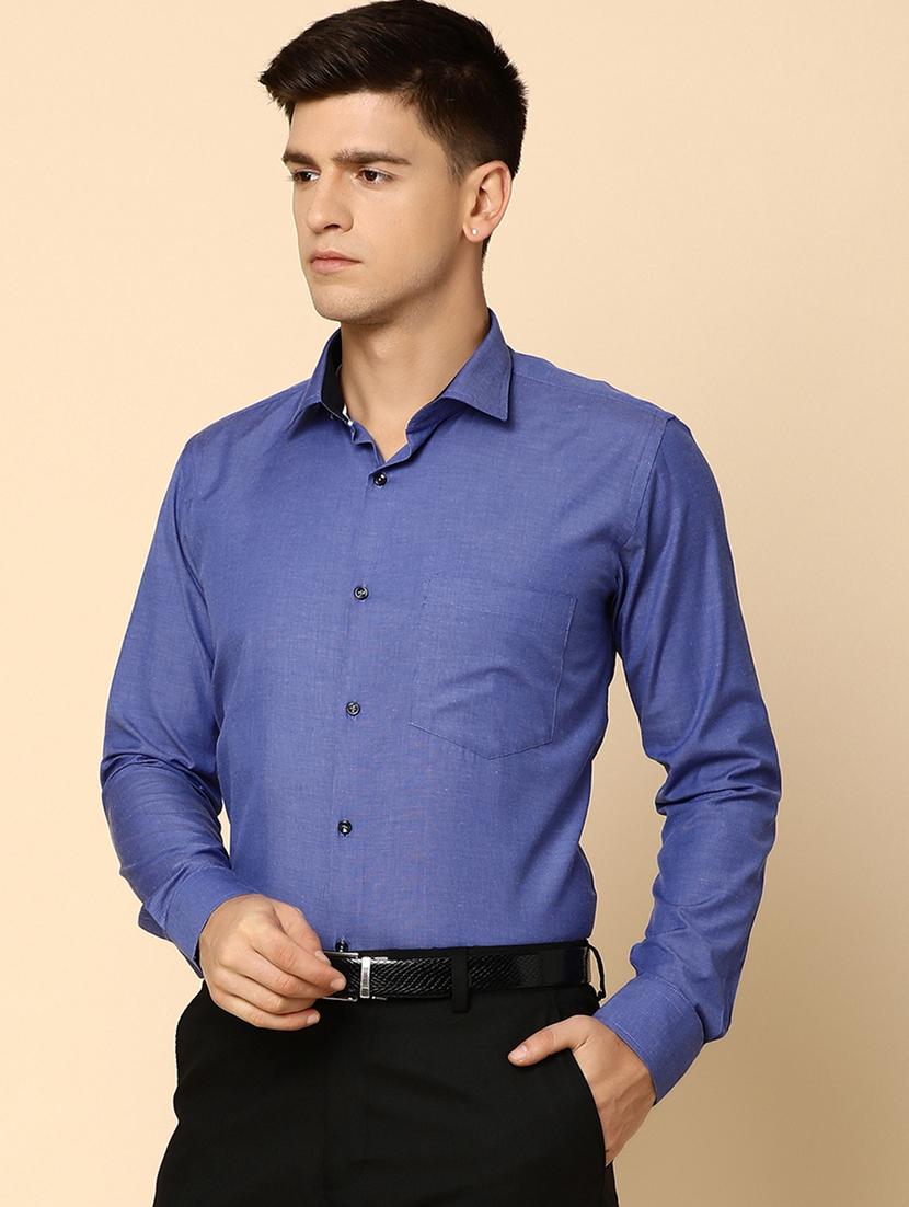 men solid blue formal shirt - 20594901 - Standard Image - 1