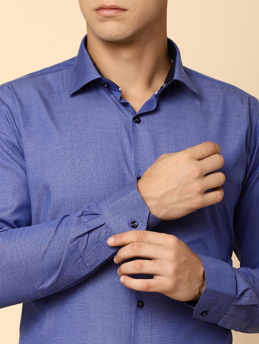 men solid blue formal shirt - 20594901 - Standard Image - 4