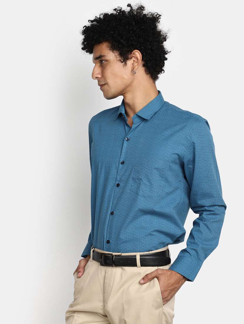 men blue all over printed formal shirt - 20594907 -  Standard Image - 1