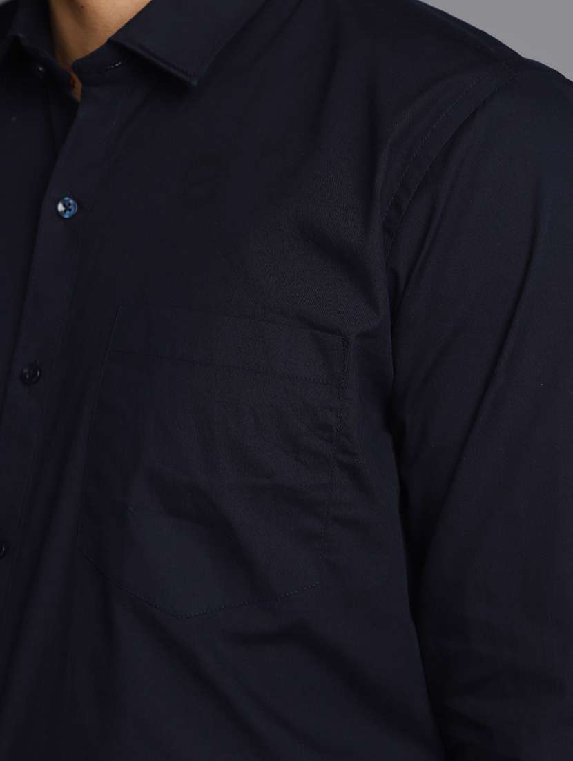 men solid navy blue formal shirt - 20594909 -  Standard Image - 4