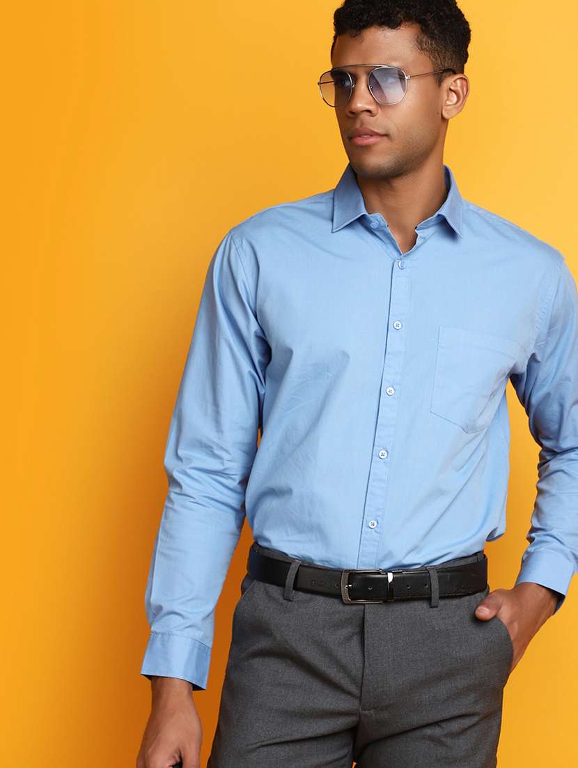 men purist blue solid formal shirt - 20594910 -  Standard Image - 1