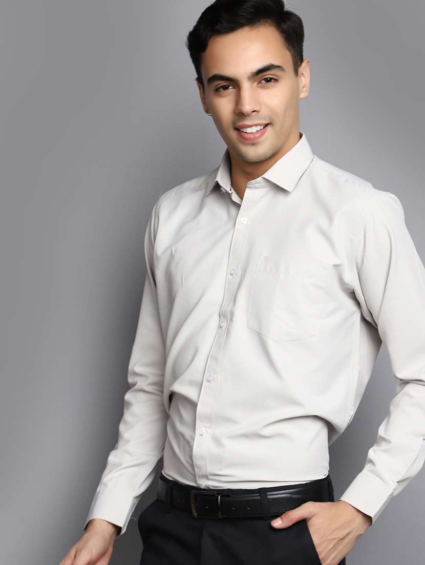 men solid grey formal shirt - 20594914 -  Standard Image - 1