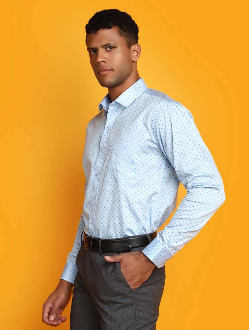 men light blue micro printed formal shirt - 20594919 -  Standard Image - 1