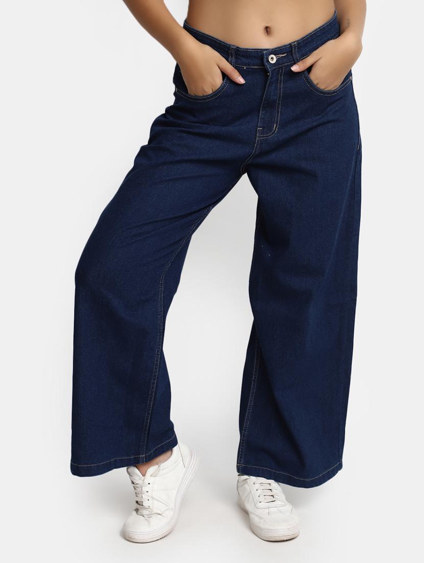 women's plain wide leg jeans