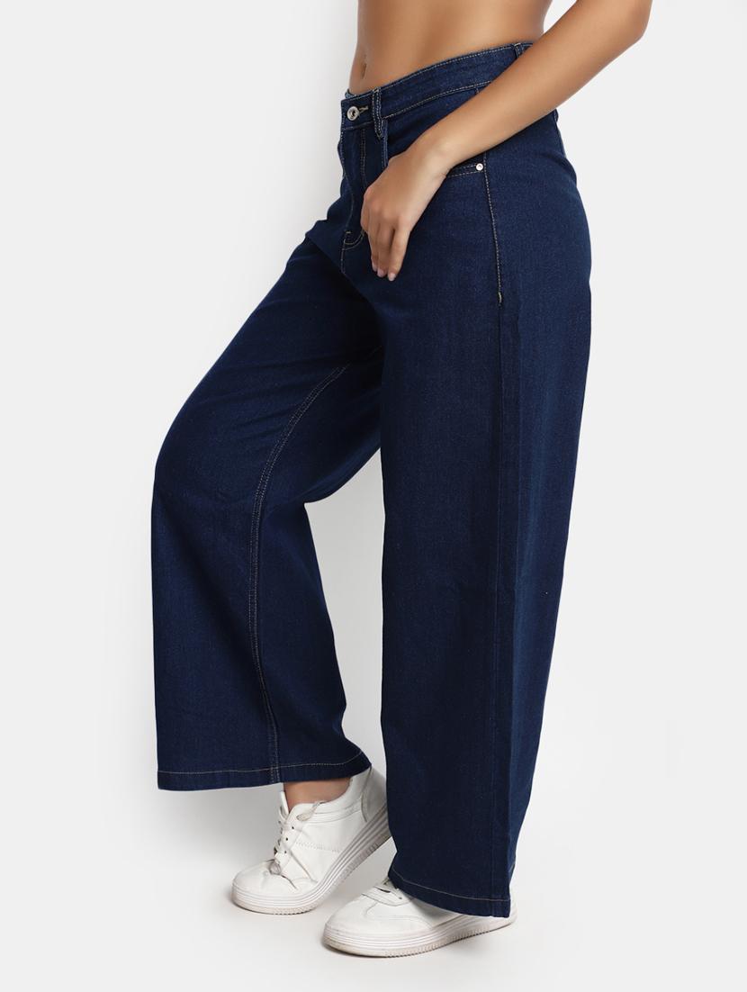 women's plain wide leg jeans - 20594950 - Standard Image - 1