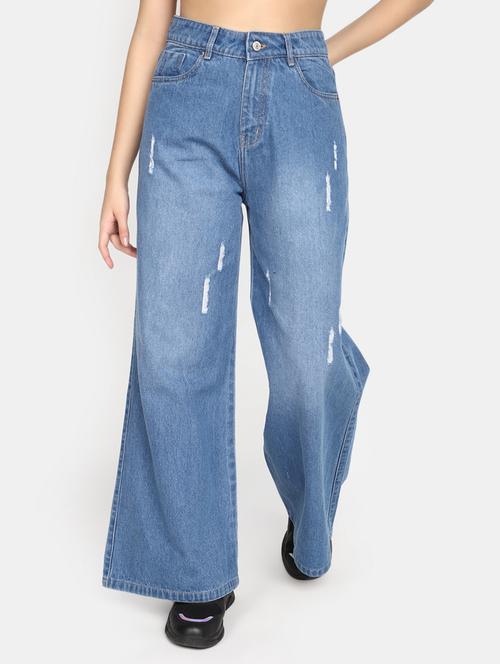 women's distress baggy leg jeans - 20594956 - Standard Image - 0