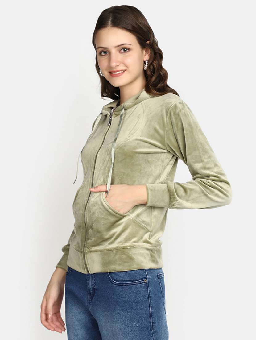 Women Solid Hooded Sweatshirt - 20595039 -  Standard Image - 1
