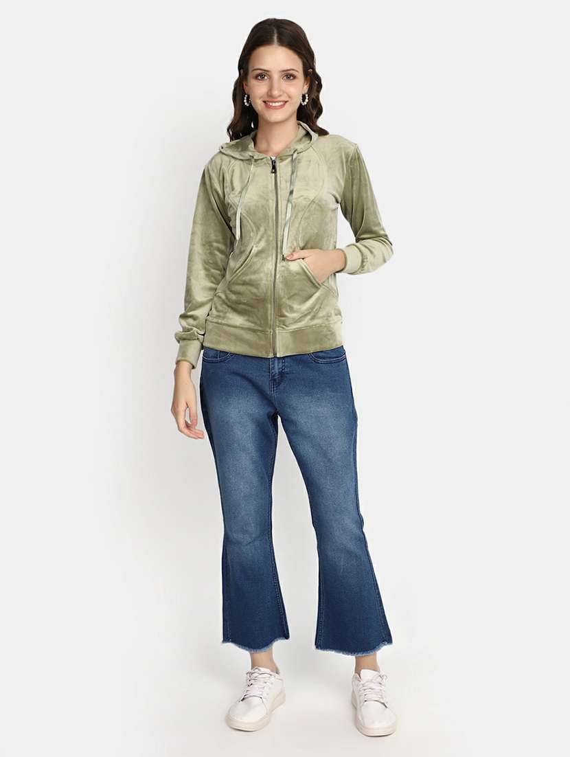 Women Solid Hooded Sweatshirt - 20595039 -  Standard Image - 4