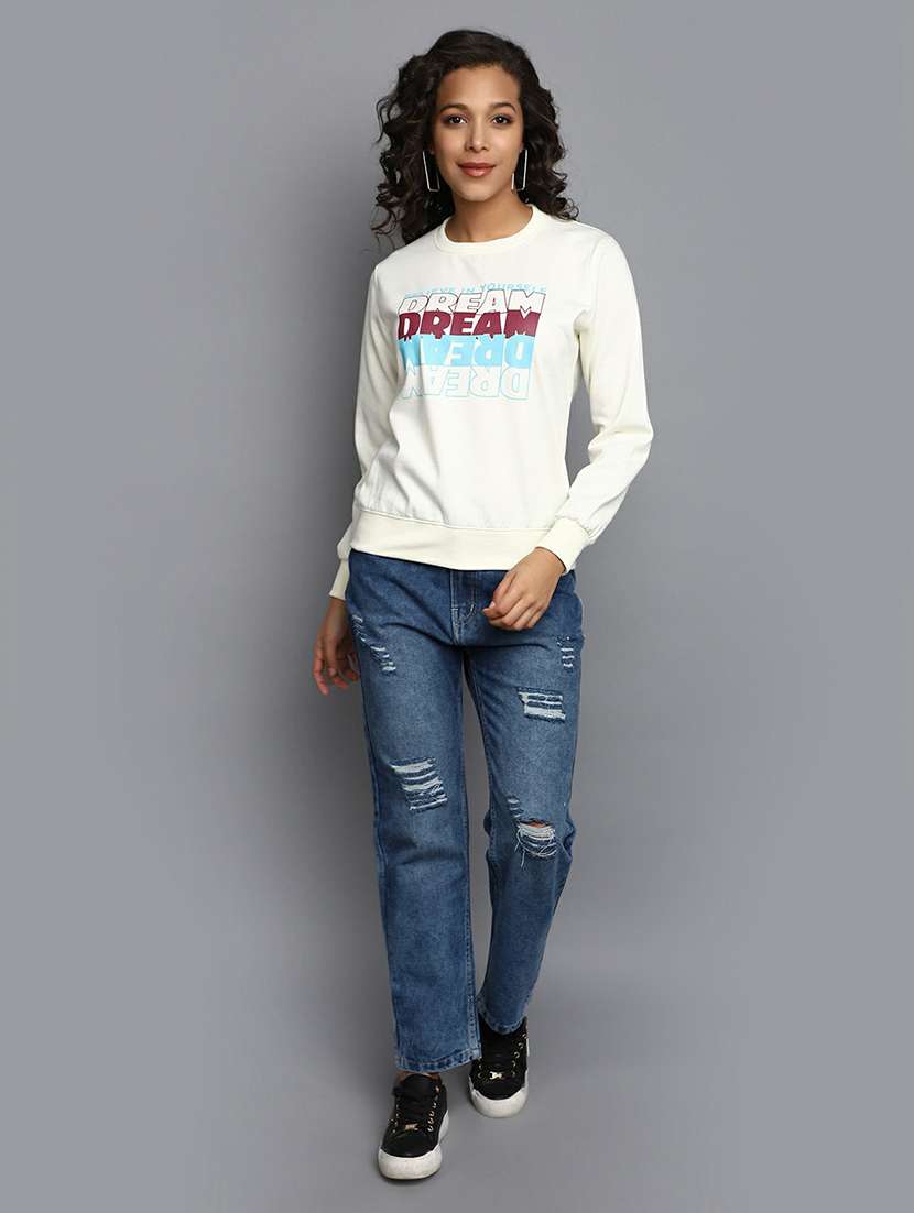women front print crew neck sweatshirt - 20595041 - Standard Image - 4