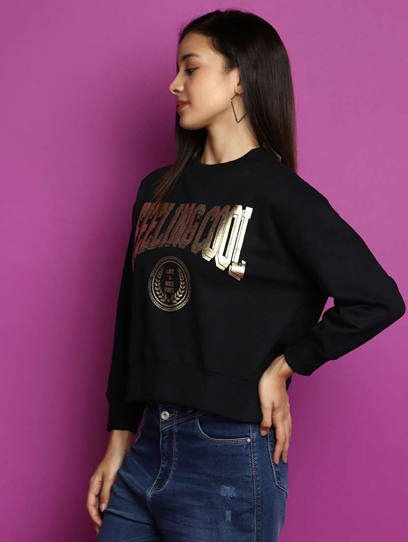 women front print round neck sweatshirt - 20595049 -  Standard Image - 1