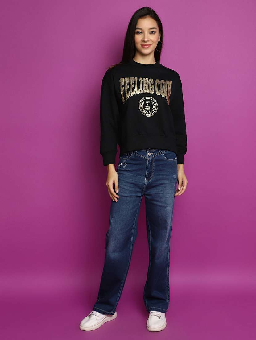 women front print round neck sweatshirt - 20595049 - Standard Image - 4
