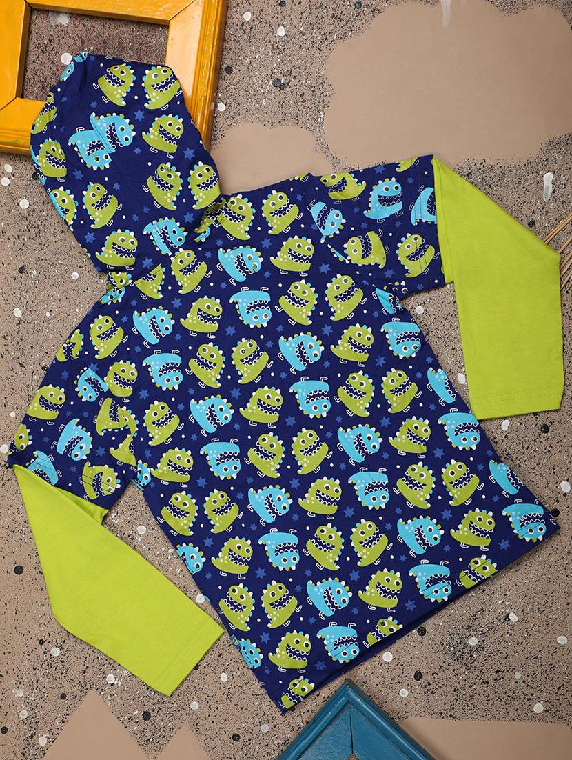 printed full sleeve hooded t-shirt - 20595213 - Standard Image - 1