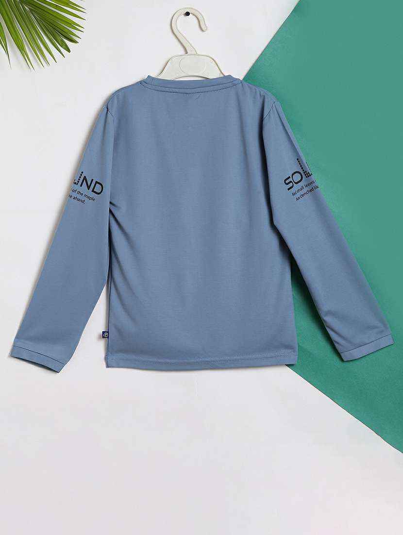 printed light blue full sleeve t-shirt - 20595222 -  Standard Image - 1