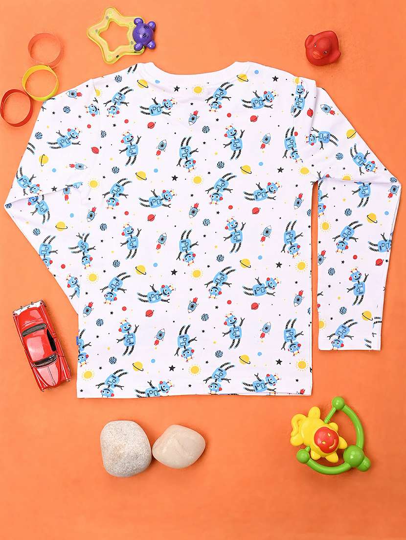 white full sleeve printed t-shirt - 20595232 -  Standard Image - 1