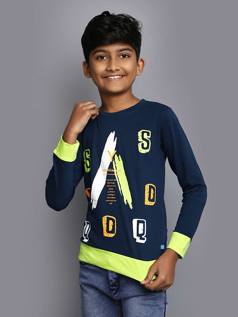 boys teal blue & lime printed t-shirt - 20595238 -  Standard Image - 1