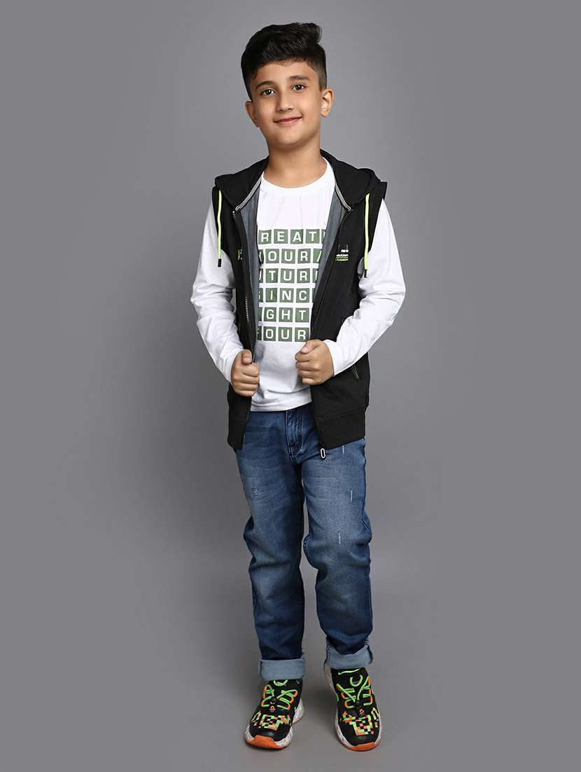 boys black sleeveless hooded jacket - 20595266 -  Standard Image - 4