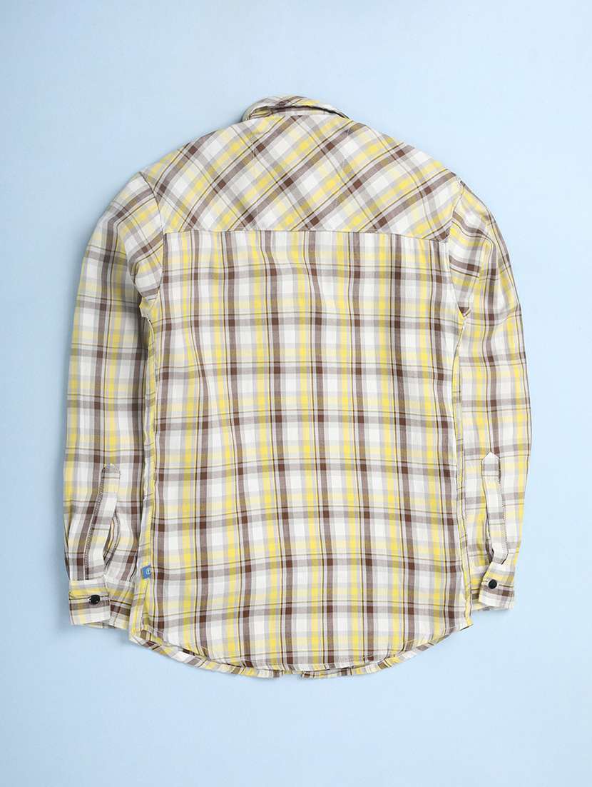 boys yellow check printed shirt - 20595403 -  Standard Image - 1